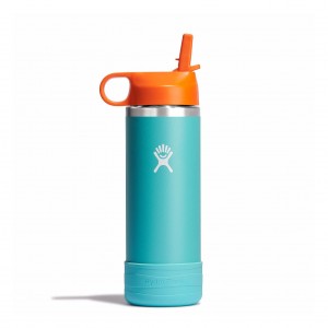 Hydro Flask 18 oz Kids Wide Mouth w/ Straw Cap Seaspray | LPUC-58273