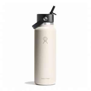 Hydro Flask 40 oz Wide Mouth with Flex Straw Cap Ivory | VDSW-50962